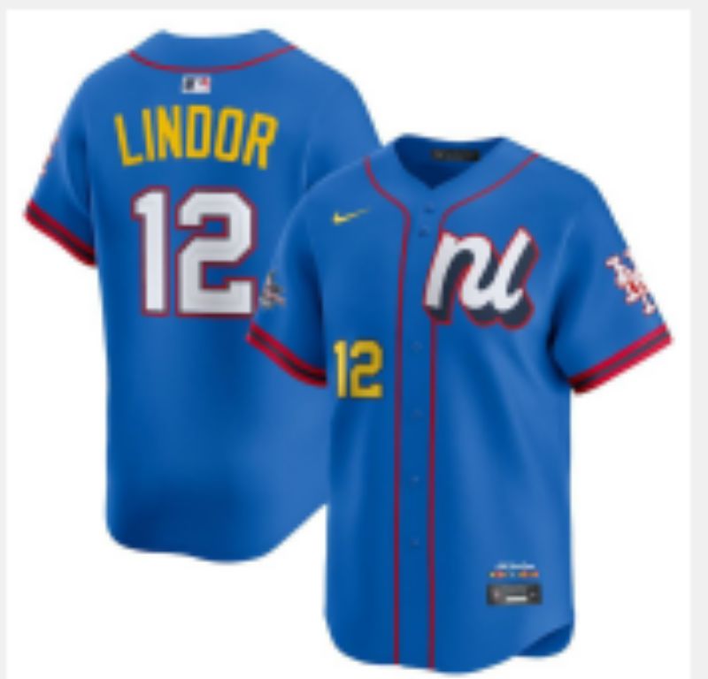 Men 2025 New York Mets #12 Lindor Blue All star Blank Blue Nike MLB Jersey style 4